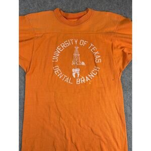 Vintage 60s University Of Texas Dental Shirt Mens Orange Cotton Shirt UTDB 1960s